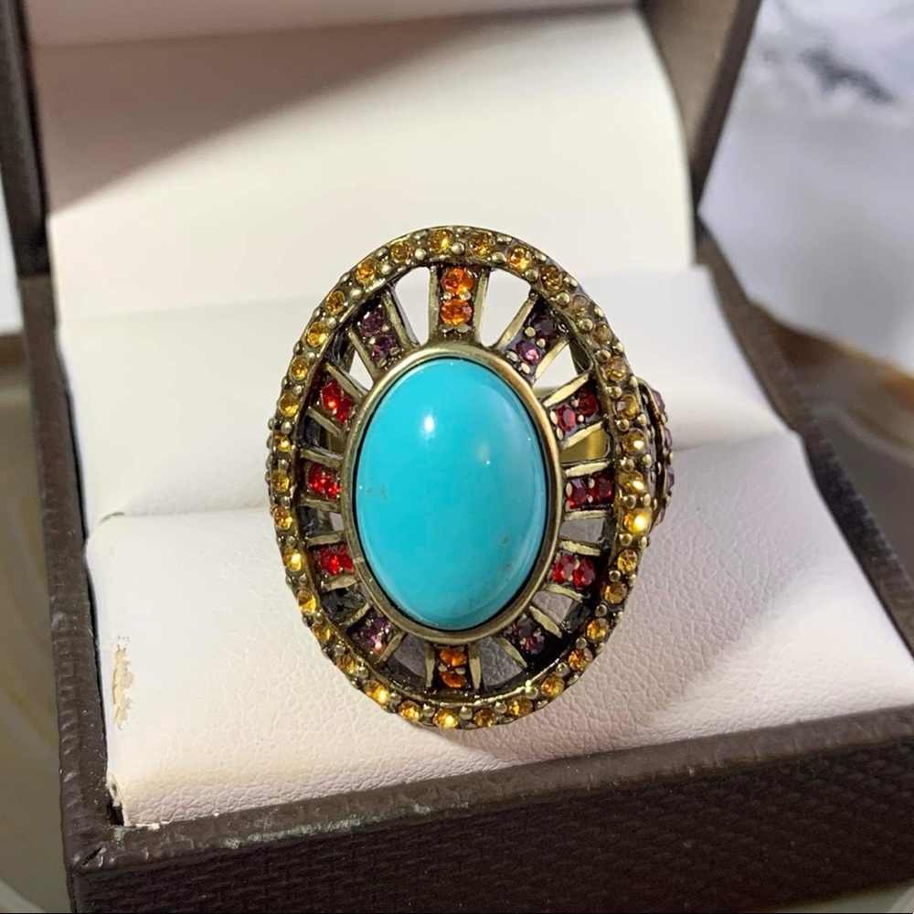 crystal gold tone Ring size 7 - Picture 1 of 3